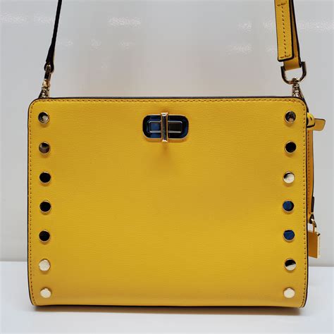 Michael Kors Sylvie Stud Medium Messenger sunflower leather bag